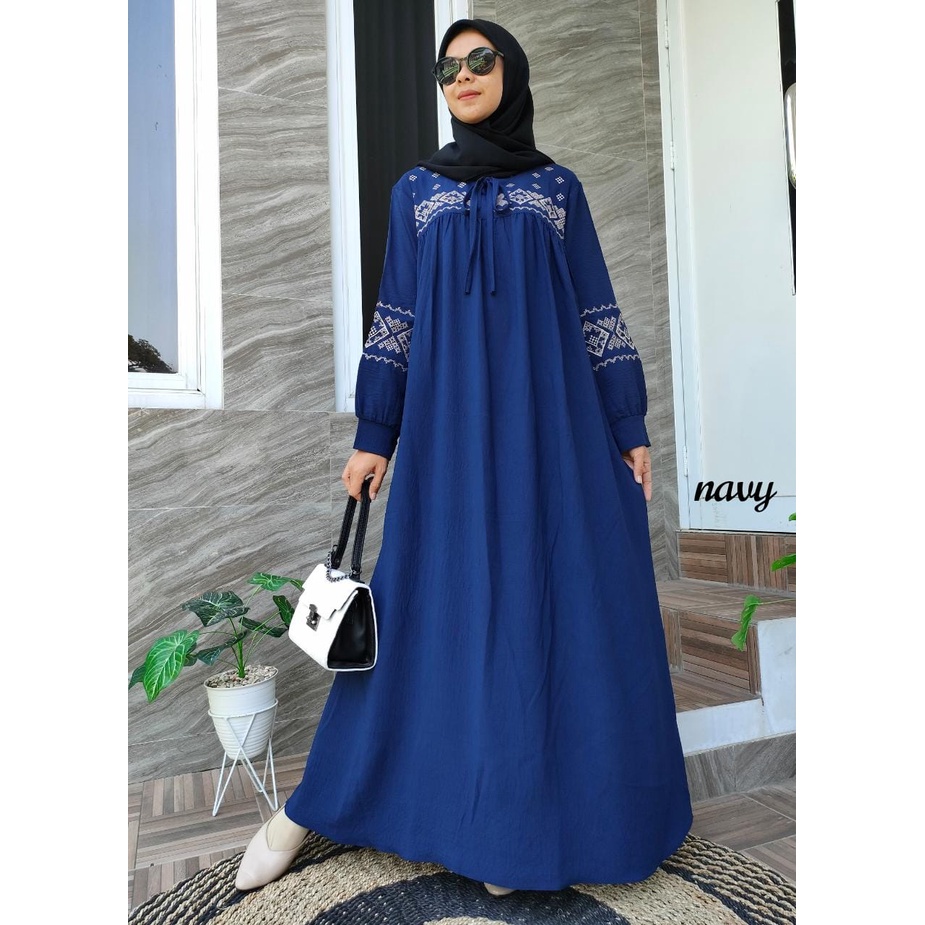 Gamis Crinkle Bordir / Gamis Jharna Bordir / Gamis Crinkle Airflow Premium