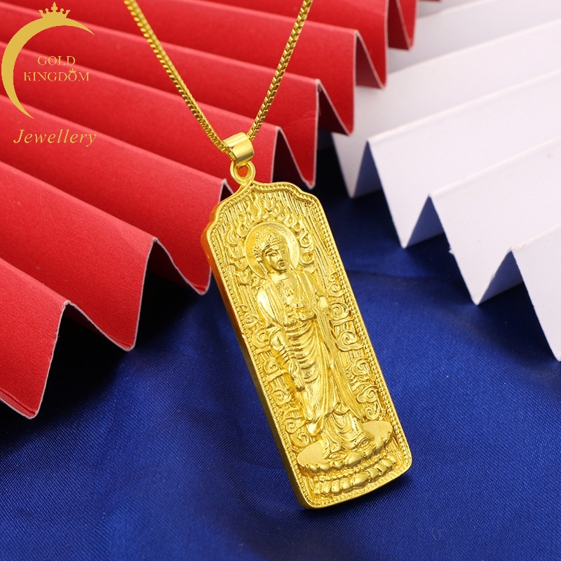 Liontin Tag Lapis Emas Asli Kadar 375 Desain Buddha Sakyamuni Gaya Bangkok Untuk Pria Dan Wanita