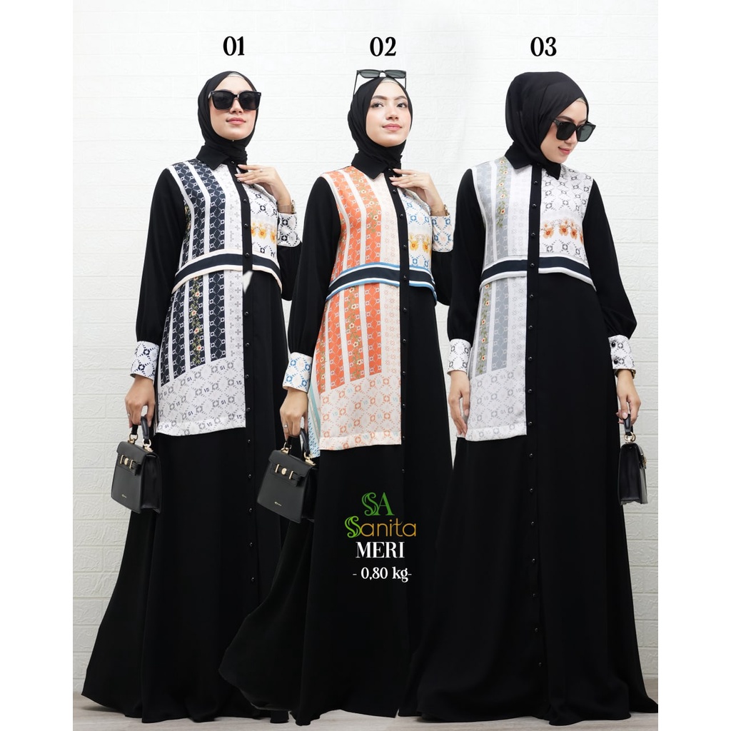 Meri Dress By Sanita ORI Gamis Syari Kekinian BestSeller Terlaris Termurah Original Syari