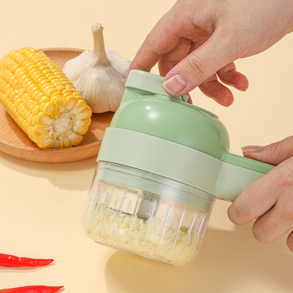 【COD】4 In1 Wireless Dynamic Blender/Electric Vegetable Cutting Tools Mini Food Chopper/ Kitchen Garlic Paste Artifact Garlic Minced