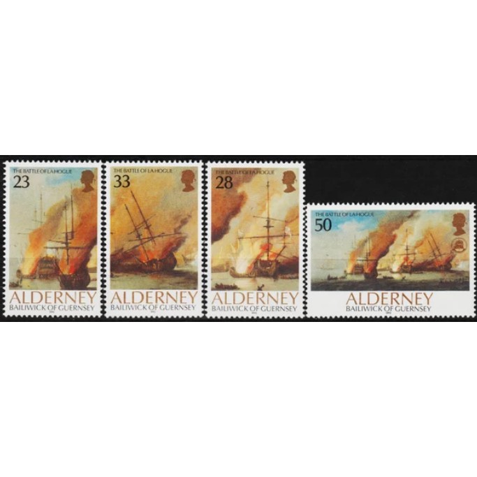 

Perangko Filateli A4-148 Alderney MNH 4v 18.09.1992 Ships - The 300th Anniversary Of The battle at
