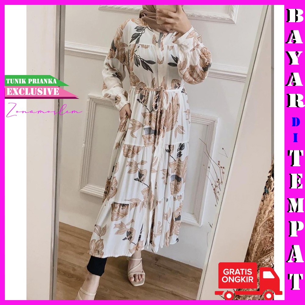 TUNIK WANITA PRIANKA LENGAN PANJANG LONG TUNIK RAYON VISCOSE PREMIUM MOTIF BUNGA BUSUI FRENDLY