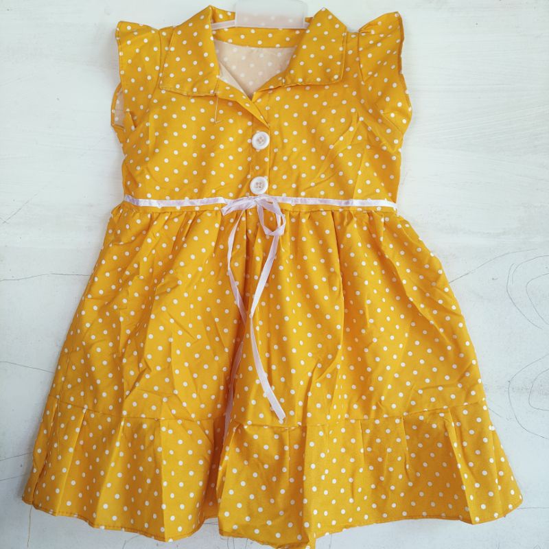 dress anak cewek perempuan 2 3 tahun motif polka ( dress polkatun elsa )