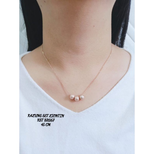 Kalung Titanium Wanita Bandul Bola Bola Fashionanable