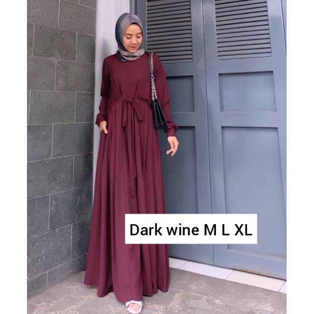 SORAYA DRESS DARK WINE L XL By Azmiza Official