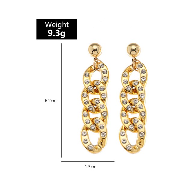 Anting Tusuk Fashion Gold Color Chain Alloy Micro Diamond P88898