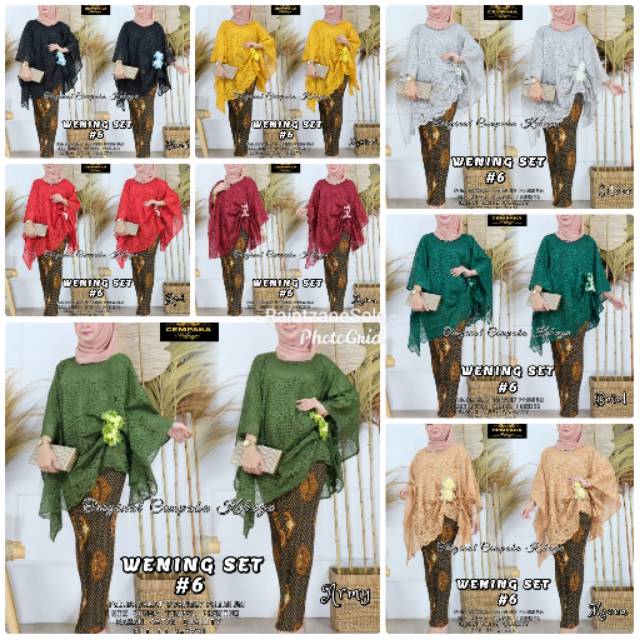 RZ - Kebaya Jumbo Batwing WENING set #6 #4 Original Cempaka Kebaya Solo. Blouse Brukat Bunga Rok Pli
