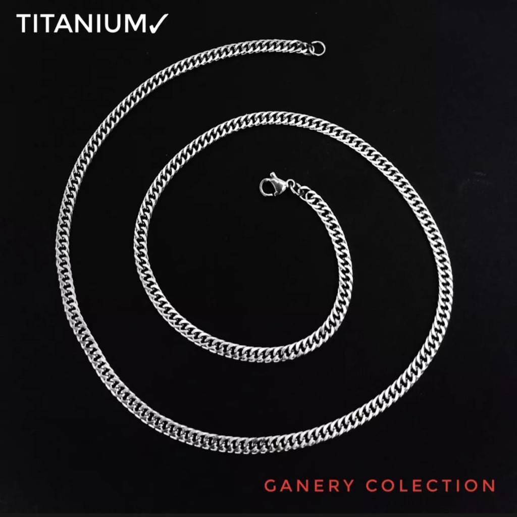 Kalung Rantai Pria Wanita Titanium Emas Silver