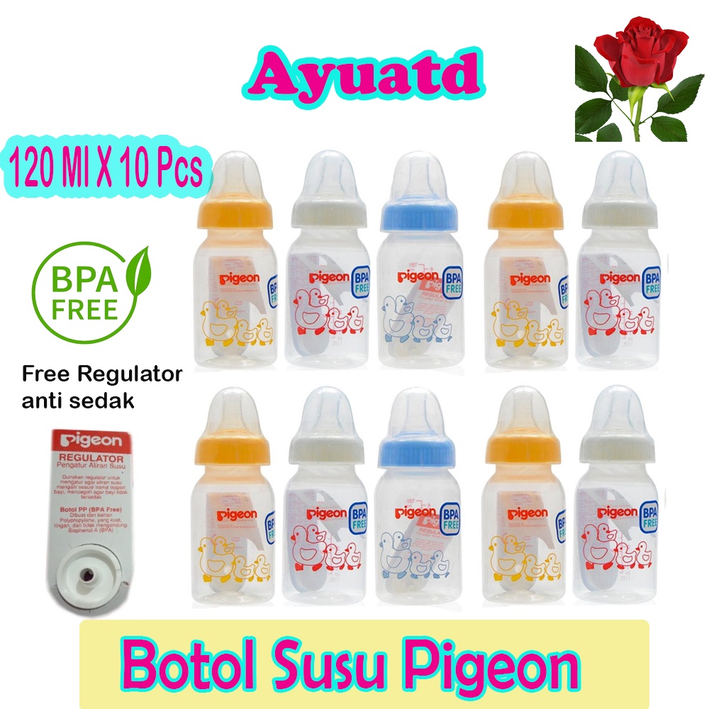 Botol Susu Bayi Pigeon 120 Ml BPA Free 1 Paket Isi 10 Botol