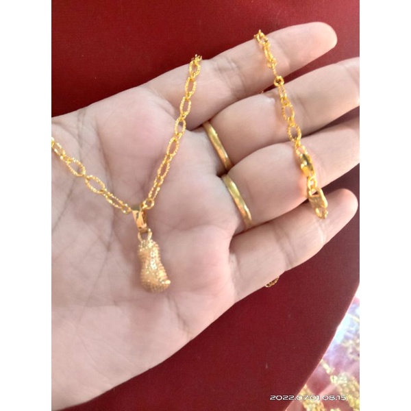 kalung pecah kopi kacang lapis emas 24 k