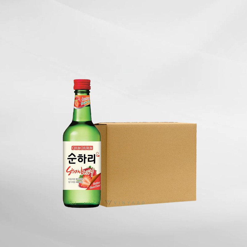 Promo 1 Ctn ( 20 Btl ) ChumChurum Soju Strawberry 360 Ml ( Original &amp; Resmi By Vinyard )