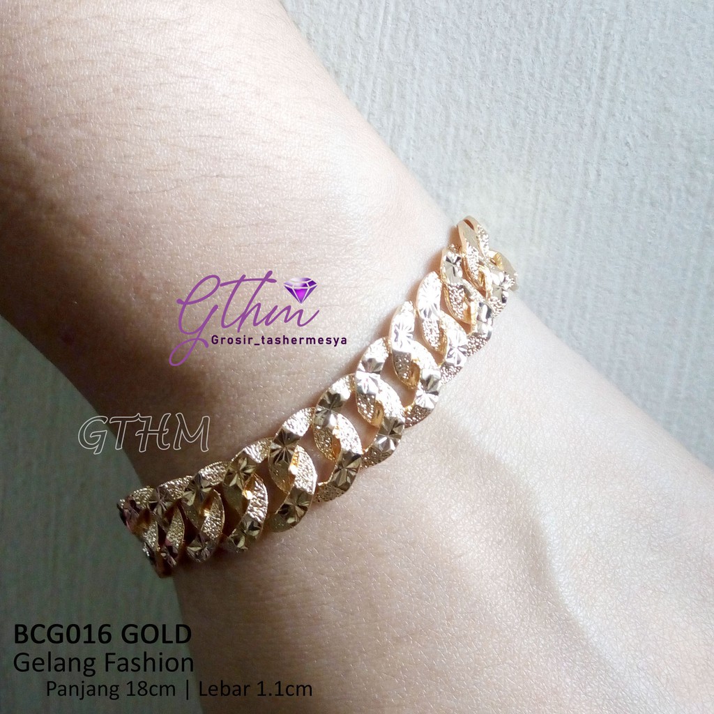 gelang tangan sisik naga ukir halus bc016 silver dan gold xuping lapis emas 18k perhiasan wanita