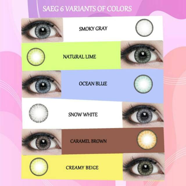 Saeg by SHE Softlens wedding s.h.e. Snow White Smoky Gray Caramel Brown Ocean Blue