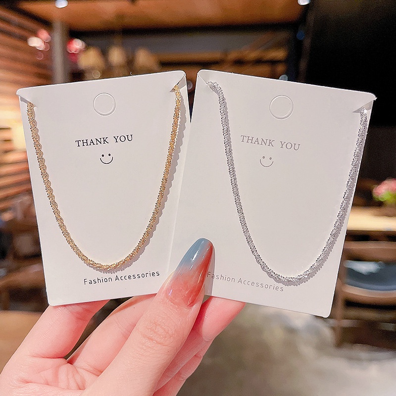Kalung Rantai Tali Bahan Titanium Steel Warna Emas Untuk Pria Dan Wanita