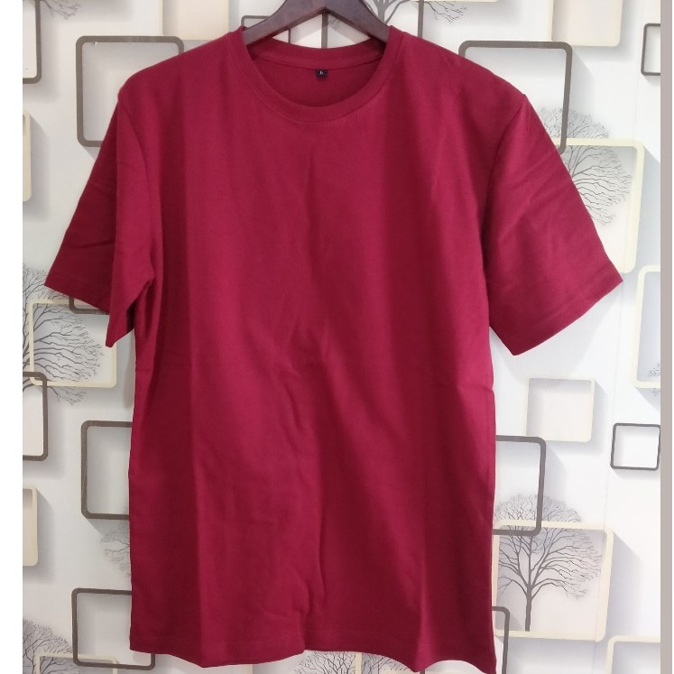 Jual Kaos Polos Cotton Combed 24s Warna Merah Maroon Shopee Indonesia