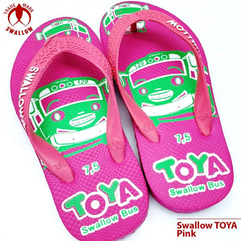 grosir 6 pasang  Sandal Swallow Toya / Sandal karakter Swallow Bus