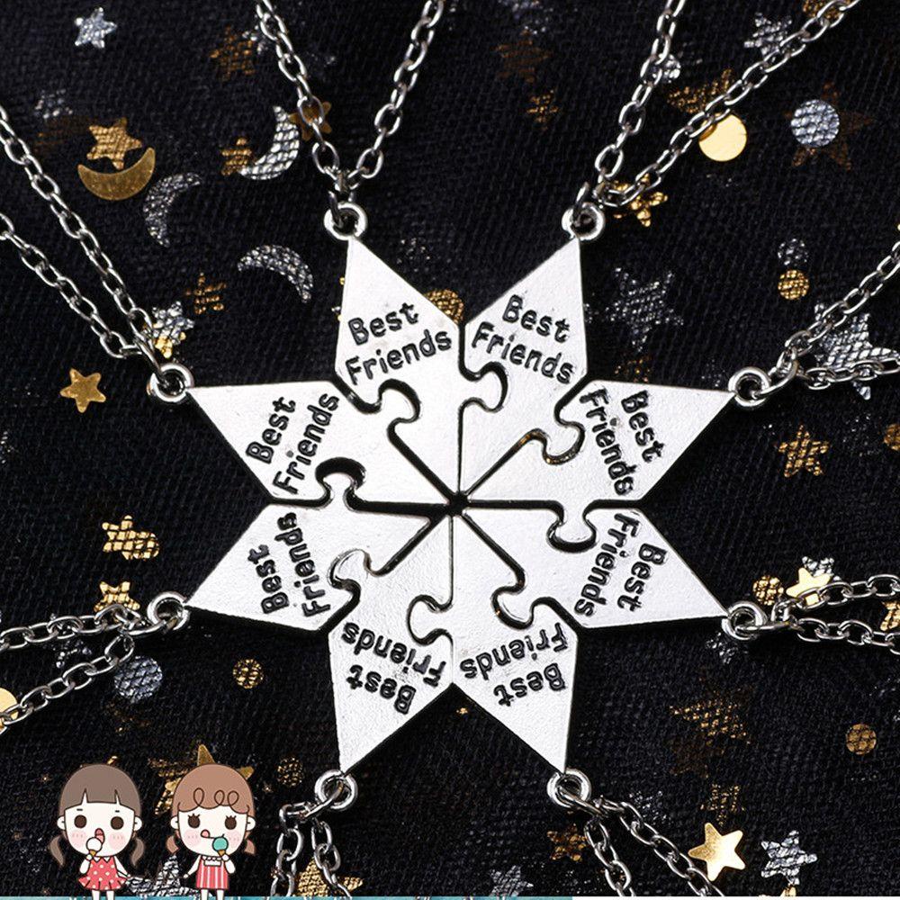 Top 8Pcs/Set Perhiasan Kalung Best Friend Liontin Bintang Choker Puzzle Piece