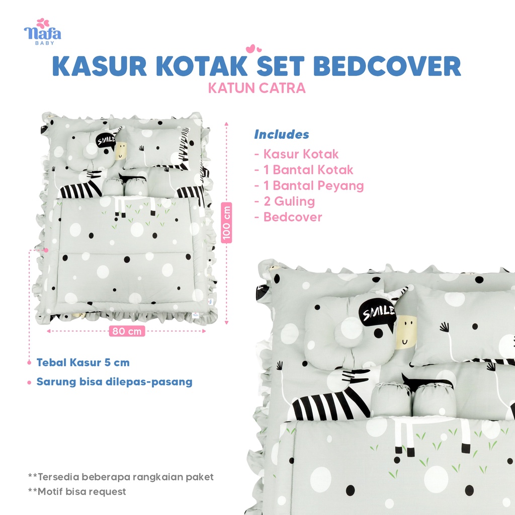 NAFA BABY - Kasur Bayi Kotak Include Bedcover Bayi | Perlengkapan Tidur Bayi