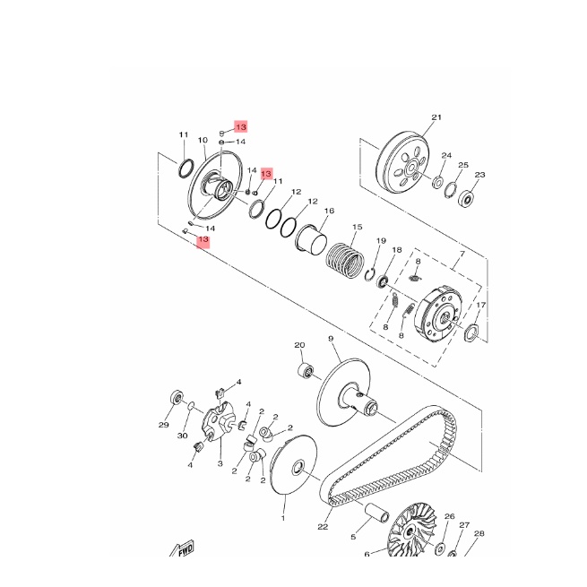 PIN PEN GUIDE PULY SECONDARY CVT NMAX N MAX LAMA MIO M3 S Z ORIGINAL YGP 2DP-E7664-00