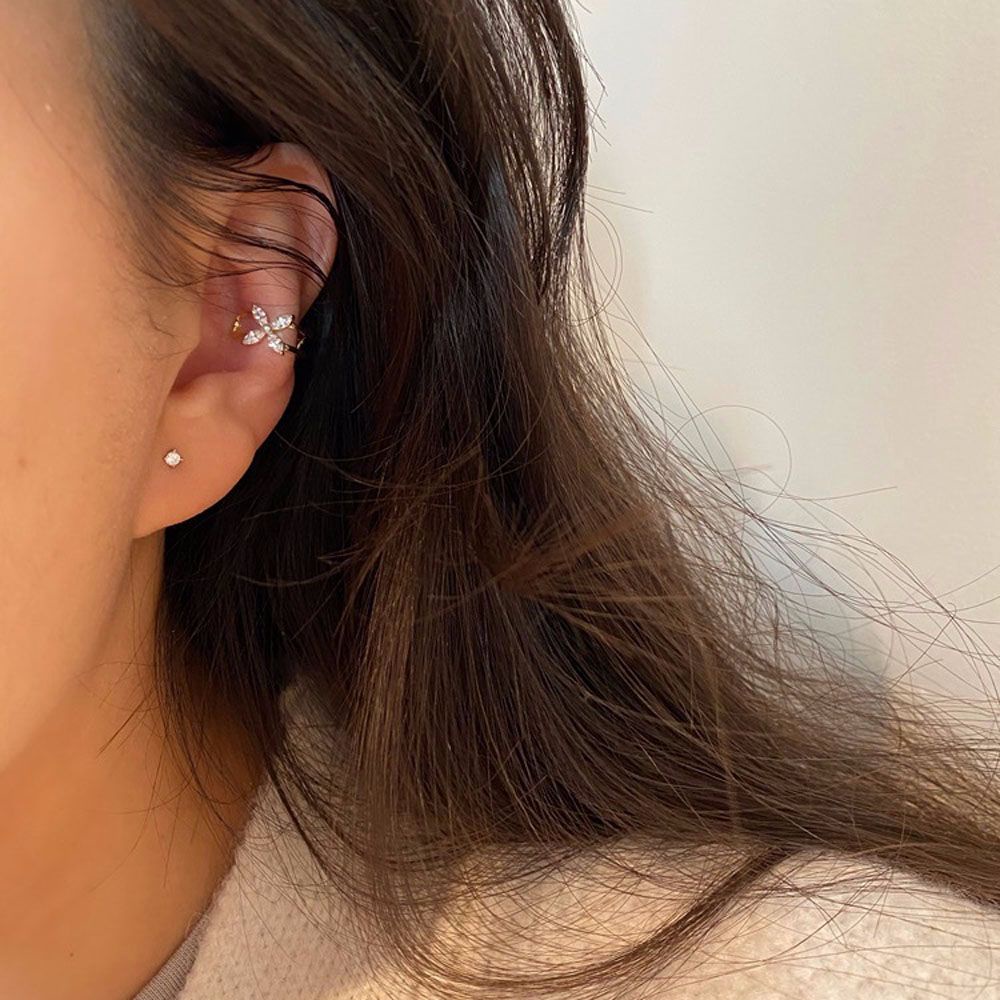 MXBEAUTY Women Girl Ladies Ear Clip Korean Cartilage Clip Ear Bone Clip Gift Without Ear Hole Ear Cuff Minimalist Rhinestone Zircon Clip Earrings