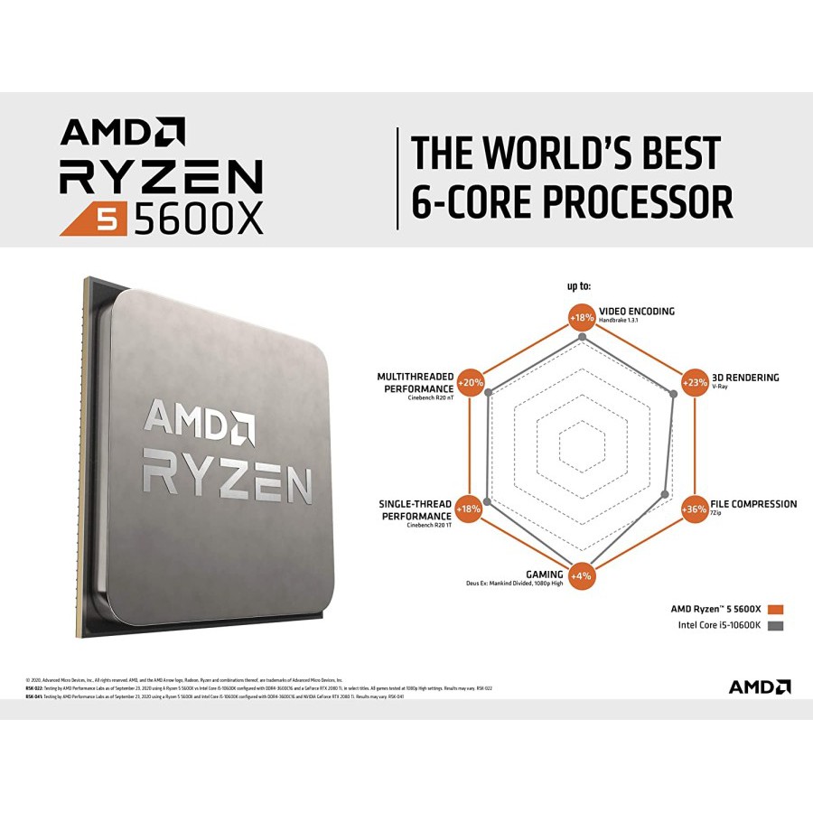 AMD Ryzen™ 5 5600X Processor - 6C/12T, 35MB Cache, up to 4.6 GHz