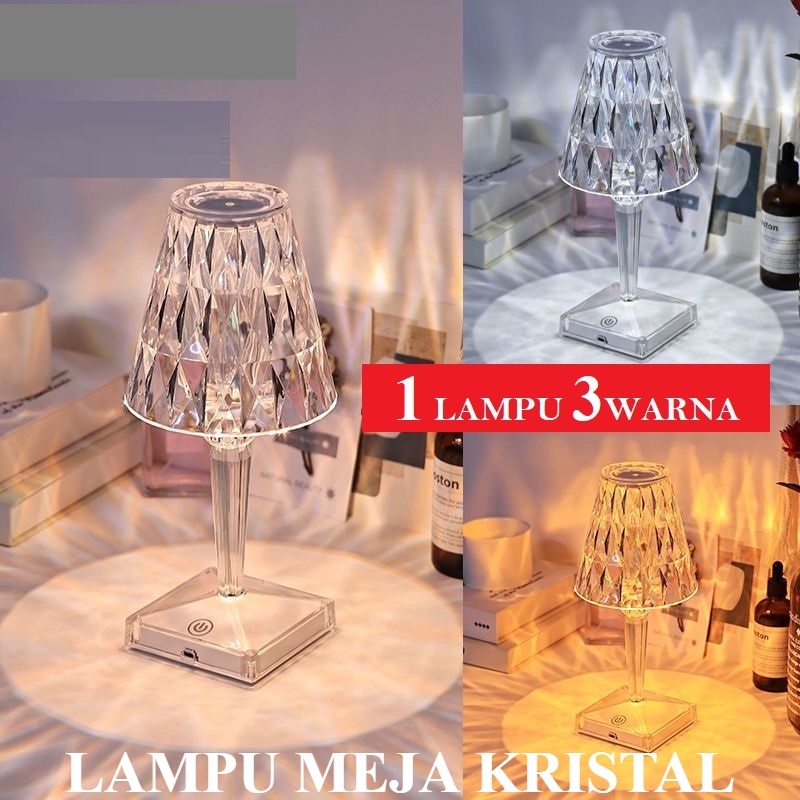 [WS] Lampu Hias Model Kristal / Table Light Kristal Lampu Hias 3 Cahaya / Lampu Meja Kristal