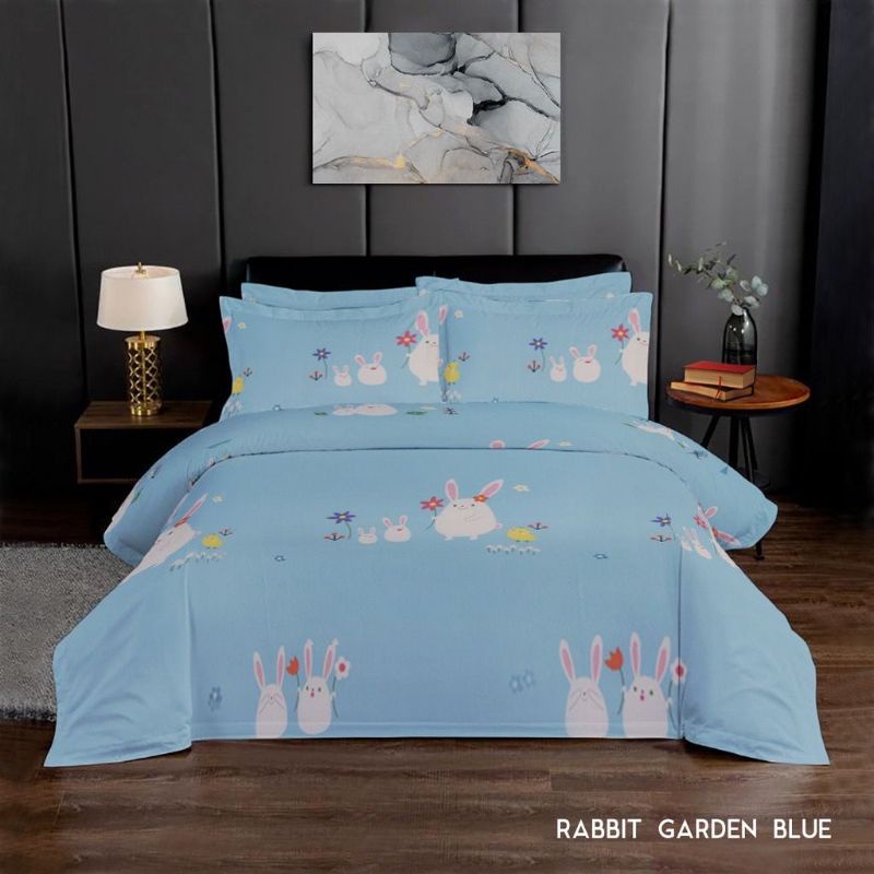 ￼Celina King Rabbit Luxury Living Concept - 100% Organic Cotton Silk Bed Cover Single / Double,Motif