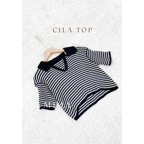 MDLV ~ Cila Top Rajut Strip Knit top