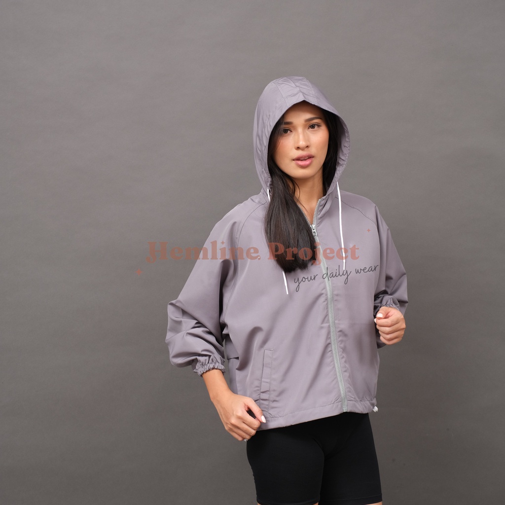 Ganis Oversized Jaket Grey - Jaket Parasut Hoodie