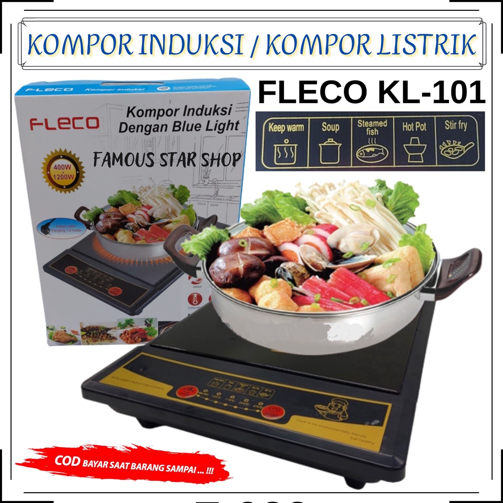 PROMO~Kompor Listrik Induksi Fleco KL-101 | Kompor Induksi Ceramic 5 Mode Suhu Fleco KL-101 | portable induction cooker 400 -1200W | Kompor Induksi Hemat Listrik | | FMS