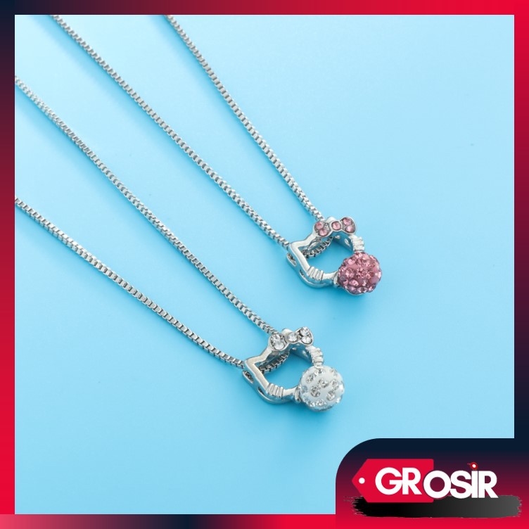 Grosir - K379 Kalung Hello Kitty Stainless Crystal Diamond / Titanium Jewelry / Perhiasan Wanita