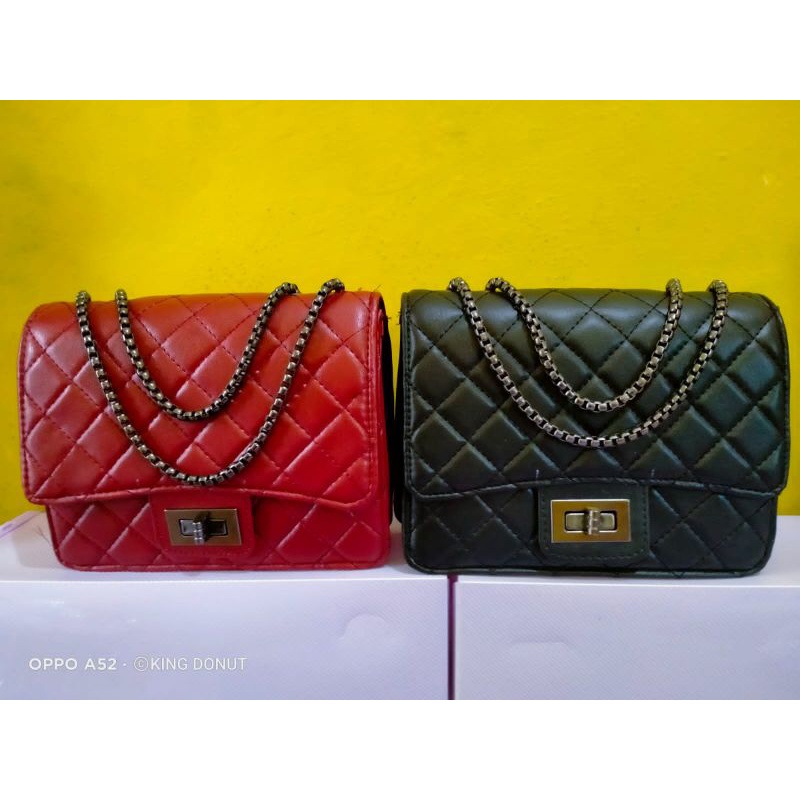 TAS SELEMPANG WANITA MURAH RANTAI HITAM