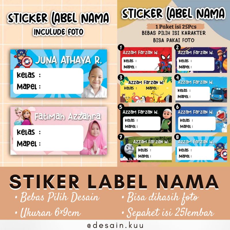 

Stiker Buku Nama Buku Pelajaran Custom