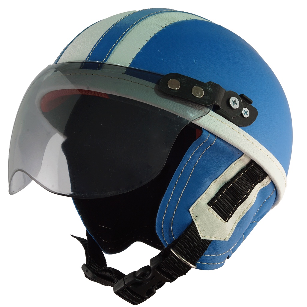 Helm Anak Untuk Usia 1-4 Tahun Polos Garis - Biru Putih