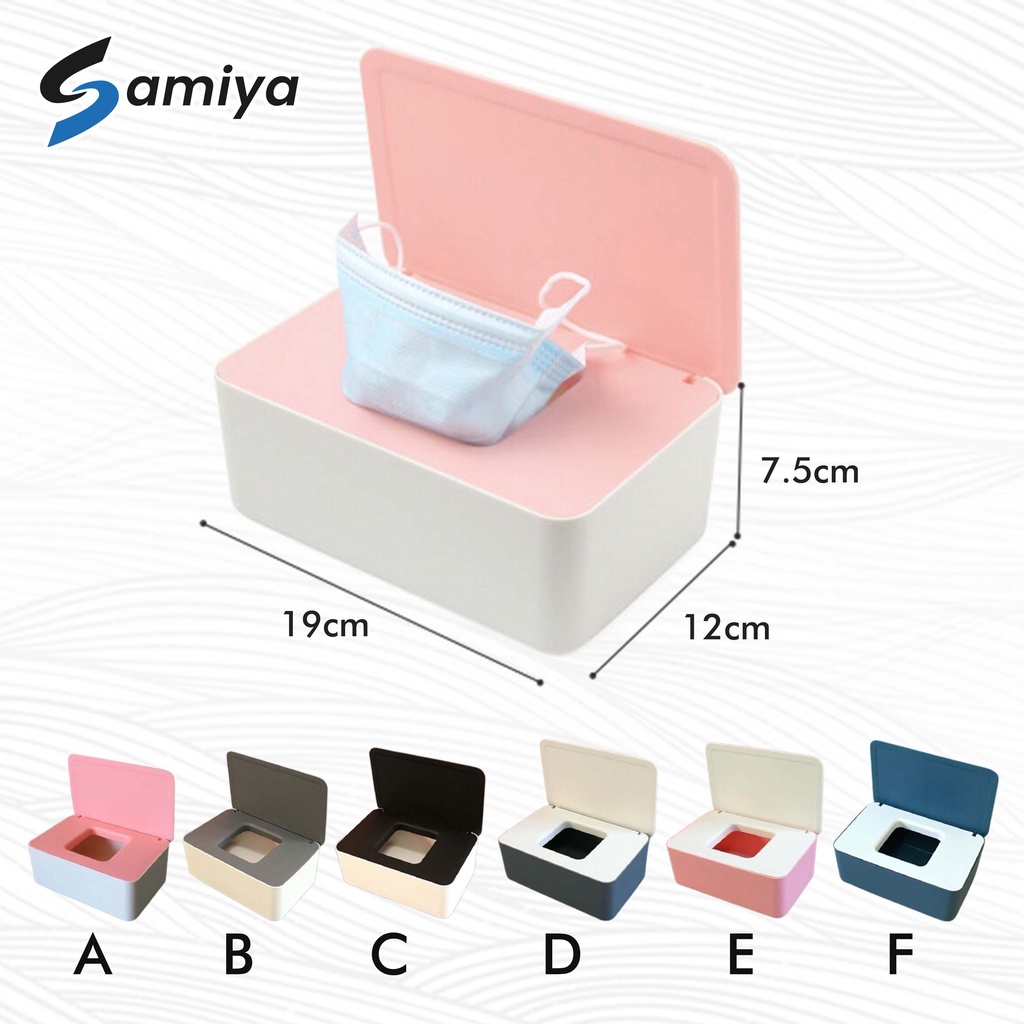 tempat kotak tisu masker medis warna serbaguna / mask storage box container with lid dust proof