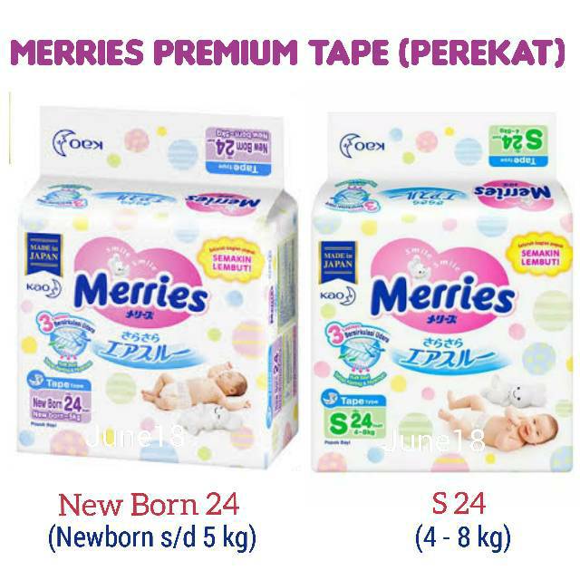 MERRIES Premium Tape NB 24 S 24 Popok 
