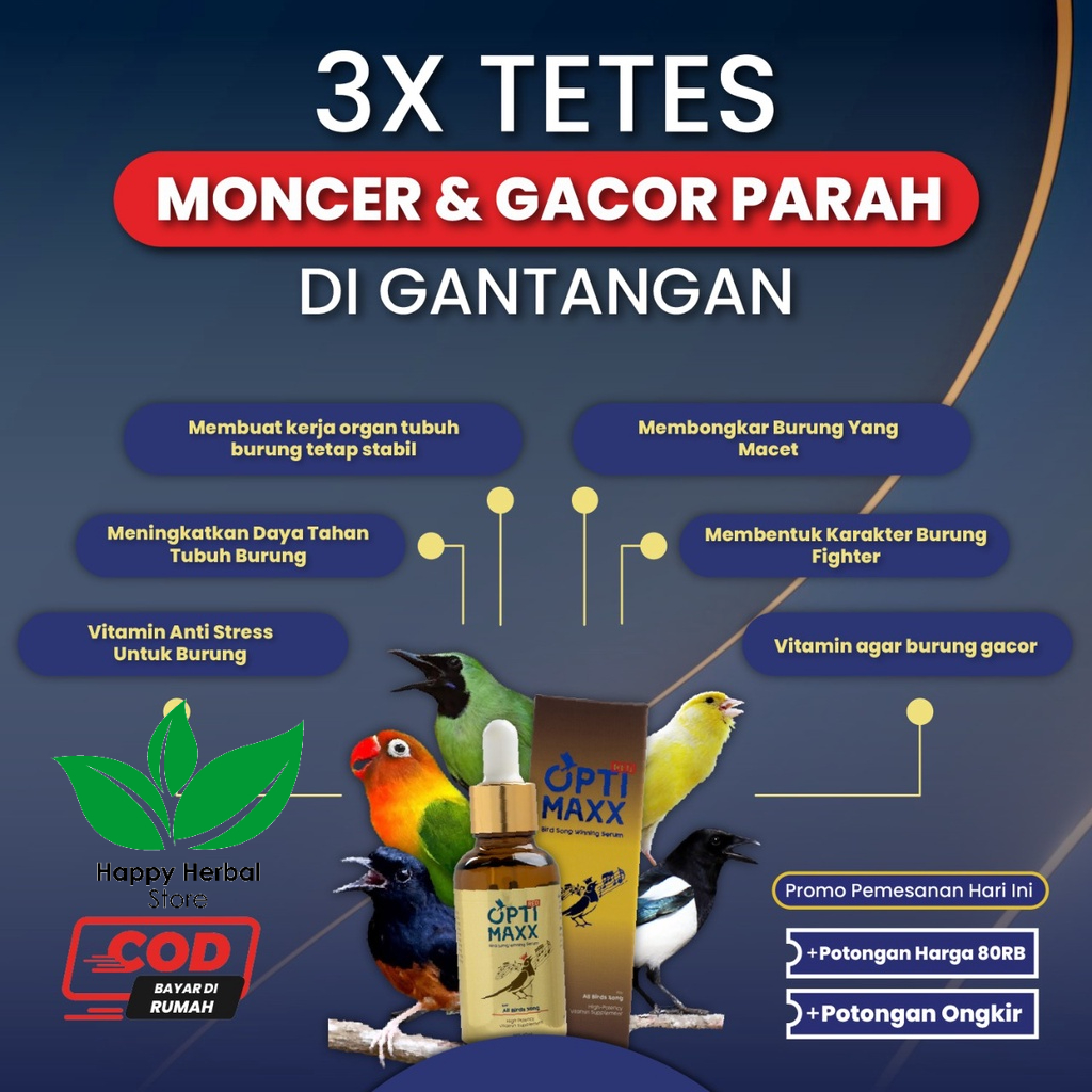 Optimaxx - Serum Vitamin Obat Tetes Burung Kicau Suara Gacor Master Di Gantangan Stimulus Daya Tahan Burung 30ml