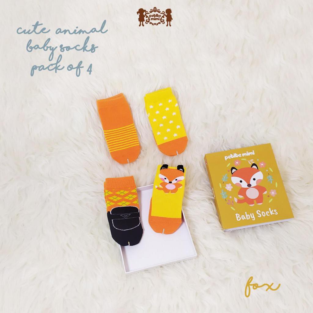 Petite Mimi Kaos Kaki isi 4 pasang 0-12 bulandengan Anti Slip