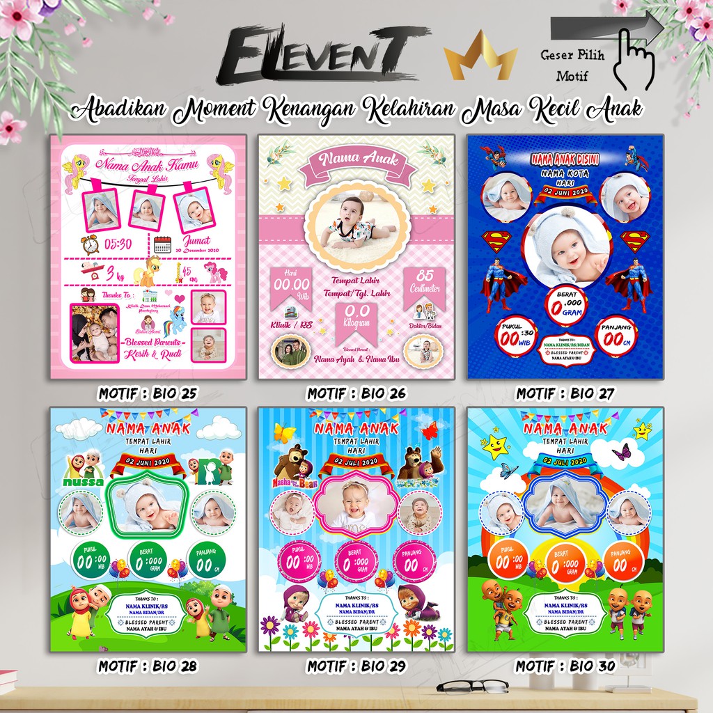 Miliki Softfile Biodata Bayi Data Kelahiran Anak Harga Terjangkau Banyak Pilihan 182 Motif Unik Tinggal Cetak Sendiri Desain/Setting Foto Baby ubah wajah / muka Pajangan Walldecor Pigura Happy Birthday Ultah Ulang Tahun Ucapan Tasyakuran Aqiqah Murah