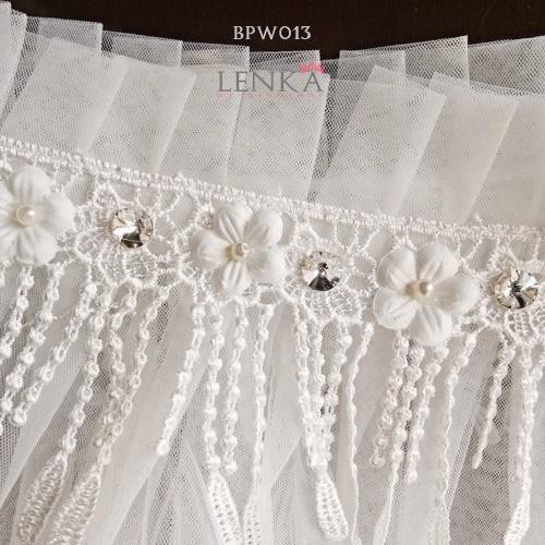 [SIAP KIRIM]  BOLERO LACE AKSESORIS GAUN WEDDING SABRINA RENDA PUTIH MODERN BPW013