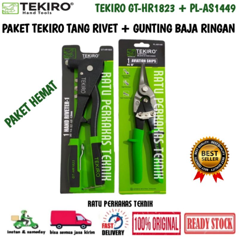 PAKET MURAH 2 IN 1 TEKIRO TANG RIVET DAN GUNTING BAJA RINGAN SENG 10 INCH HOLLOW HOLO ORIGINAL