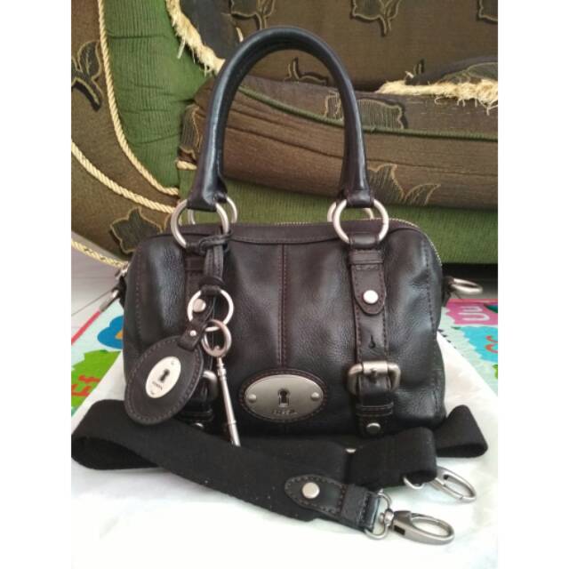 (SOLD) Preloved fossil maddox satchel black sz small