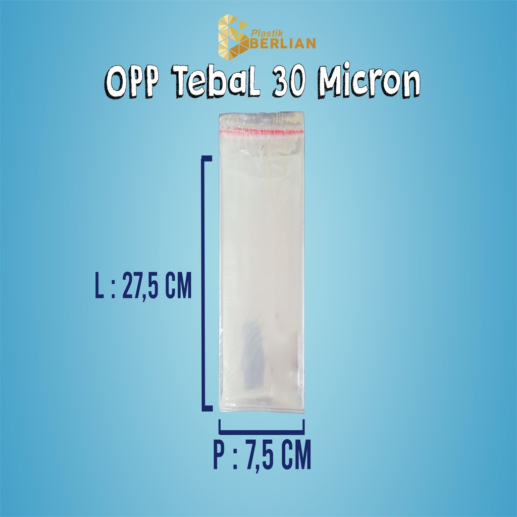 

7,5 X 27,5 cm Plastik OPP TEBAL 30 MICRON (100 lbr)