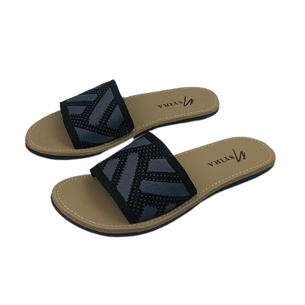 Insyira - Sandal Wanita Isyana / Sandal Selop Wanita Non Slip / Sandal Rajut Alas Krem