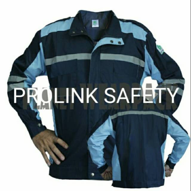 SERAGAM BAJU SAFETY SEMI JAKET DONGKER KOMBINASI BIRU LANGIT