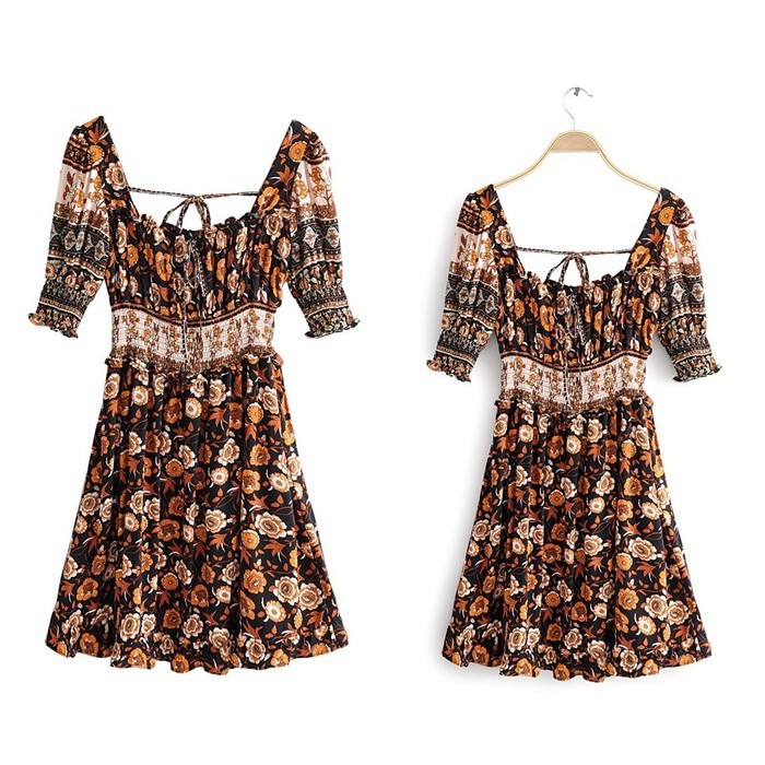 [baju wanita korea]   Sexy Backless Mini Dress Bunga Pantai Wanita Korea Import