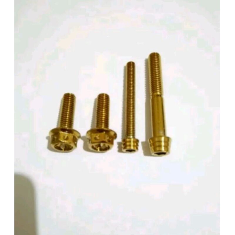 Baut probol breket kaliper monoblock set 2tone dan Gold