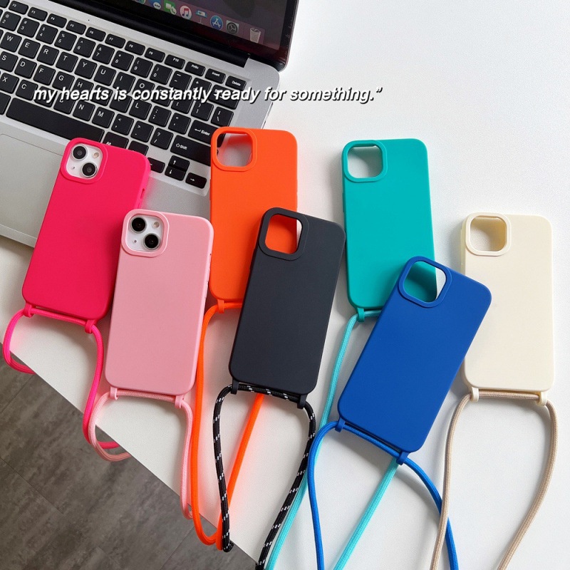 Soft Case Silikon Tebal Shockproof + Tali Lanyard Untuk iPhone 13 12 11 Pro X XS MAX XR 7 8 Plus