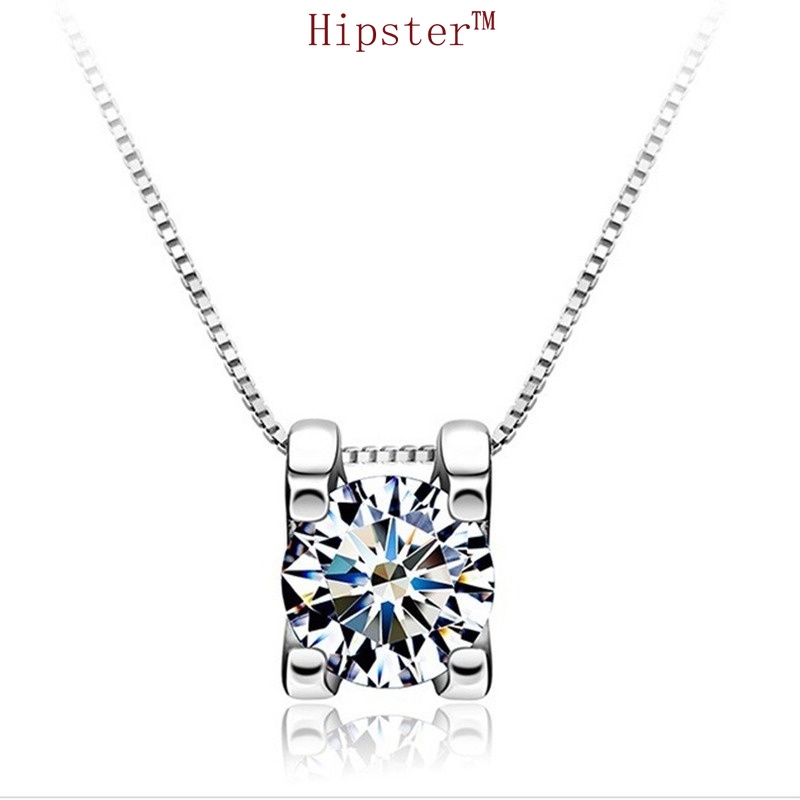 Japan and South Korea Simple and Short White Crystal Diamond Pendant Clavicle Chain