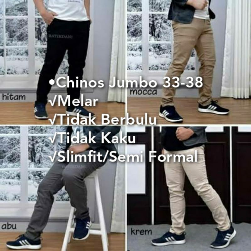 Celana Chinos Panjang Pria JUMBO Slimfit Semi Formal BIG SIZE